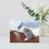 Nederlands konijn met een paardenkonijn briefkaart (Staand voorkant)