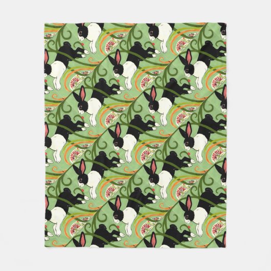 Nederlands konijn op groene stuitbare thuisingang fleece deken (Voorkant)