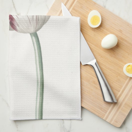  Nederlands Kunst: Witte en rode Tulp Theedoek (Quarter Fold)