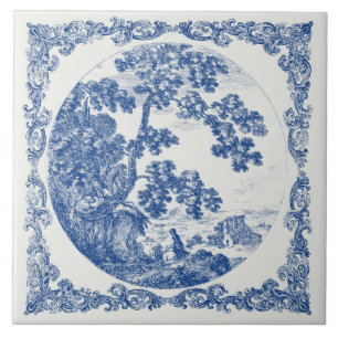 Nederlands Landschap Landschap Vintage Delft Blauw Tegeltje