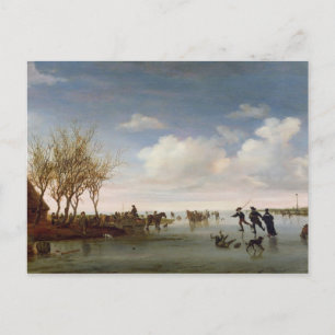 Nederlands landschap met Skaters Briefkaart