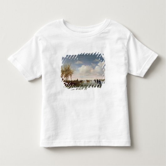Nederlands landschap met Skaters Kinder Shirts (Voorkant)