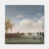 Nederlands landschap met Skaters Magneet (Voorkant)