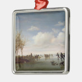 Nederlands landschap met Skaters Metalen Ornament (Links)