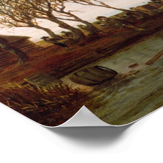 Nederlands landschap met Skaters Poster (Hoek)