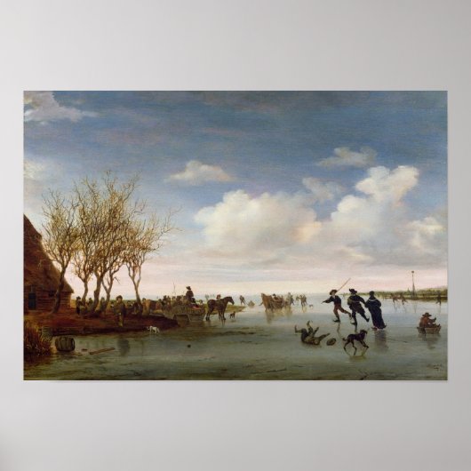 Nederlands landschap met Skaters Poster (Voorkant)