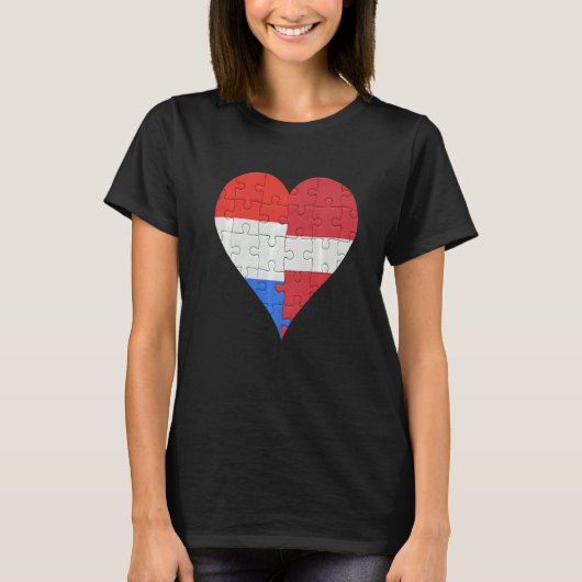 Nederlands - Letlands - vlaghart T-shirt (Voorkant)