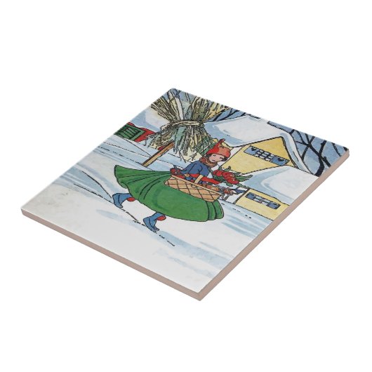 Nederlands Meisje, Delfts blauw Tegeltje (Zijkant)