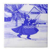 Nederlands Meisje, Delfts blauw Tegeltje (Voorkant)