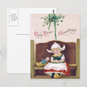 Nederlands Meisje Doll Mistletoe Clog Pew Briefkaart (Voorkant / Achterkant)