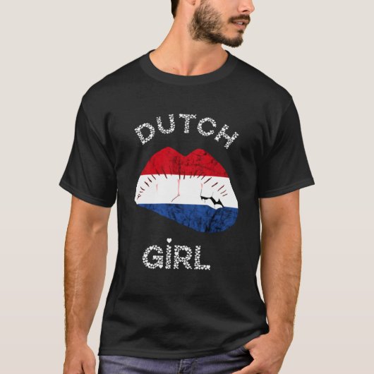 Nederlands Meisje Lips Holland  Nederland T-shirt (Voorkant)