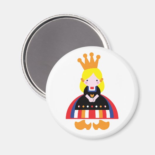 Nederlands meisje op Koninginnedag Magneet (Voorkant / Achterkant)