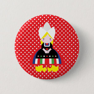 Nederlands meisje ronde button 5,7 cm