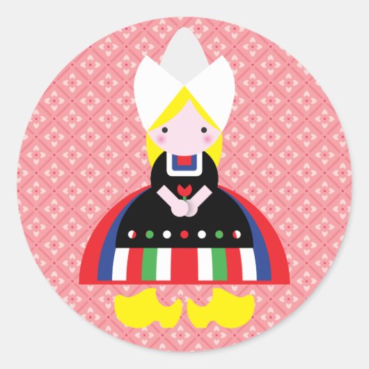 Nederlands meisje ronde sticker (Voorkant)