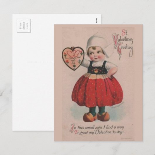  Nederlands Meisje Victoriaans Valentijnsdag Feestdagenkaart (Voorkant / Achterkant)