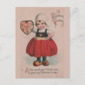  Nederlands Meisje Victoriaans Valentijnsdag Feestdagenkaart (Voorkant)