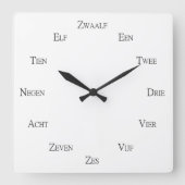 Nederlands Nummertaal  leren Vierkante Klok (Voorkant)