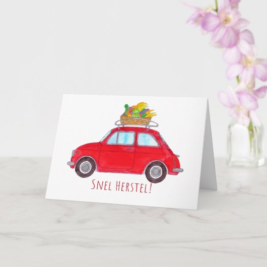 Nederlands Profiteer van Red Retro Fiat 500 Kaart (Orchidee)