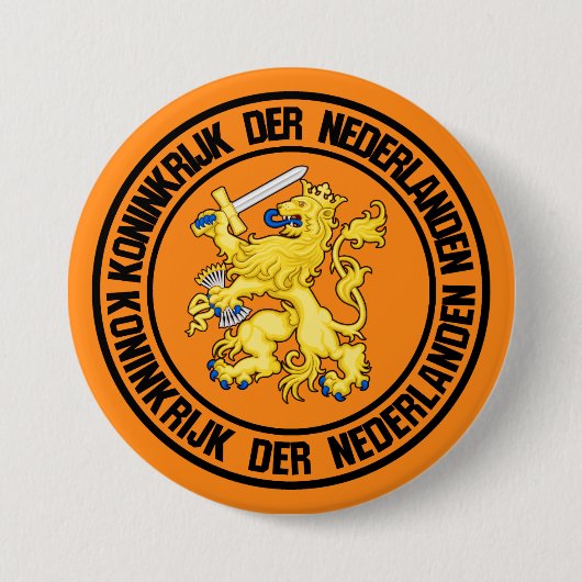Nederlands Rond Embleem Ronde Button 7,6 Cm (Voorkant)
