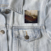 Nederlands slagschip in een Storm Vierkante Button 5,1 Cm (In situ)