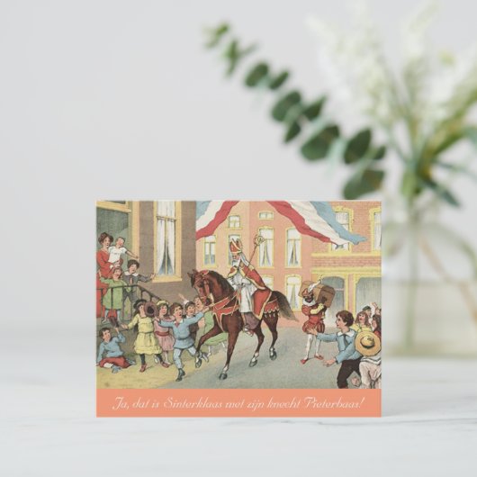 Nederlands St. Nick Sinterklaas en Zwarte Piet  Briefkaart (Staand voorkant)