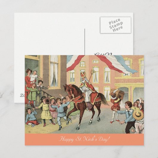 Nederlands St. Nick Sinterklaas en Zwarte Piet  Briefkaart (Voorkant / Achterkant)