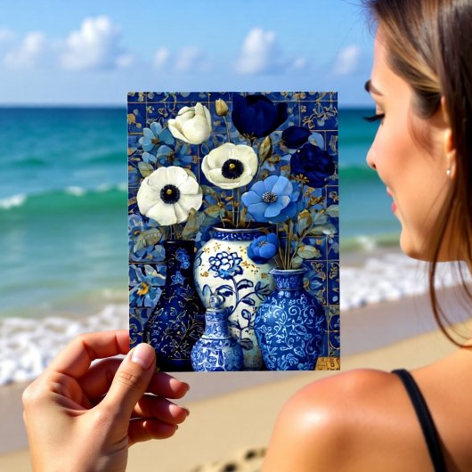 Nederlands Stilleven met Blauwe Bloemen Briefkaart