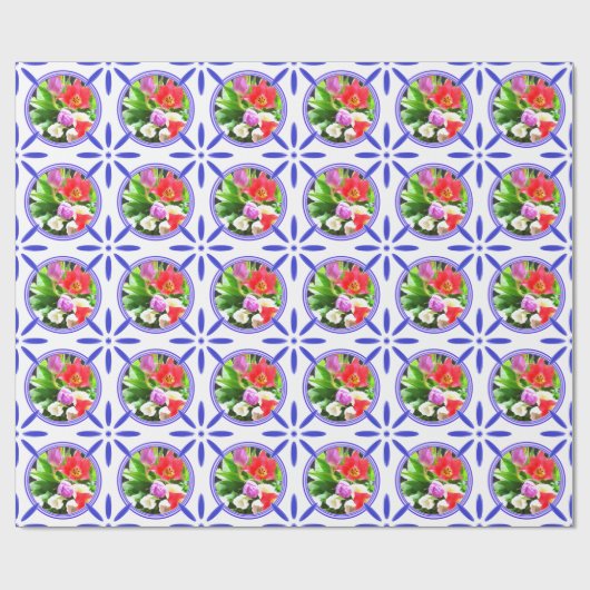  Nederlands Tiles Delftware Tulips Holland Cadeaupapier (Vlak)
