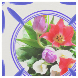  Nederlands Tiles Delftware Tulips Holland Stof