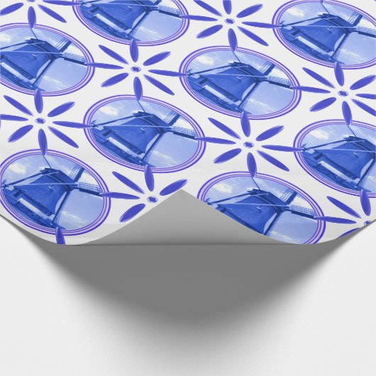 Nederlands Tiles Delftware Windmill Holland Cadeaupapier (Hoek)