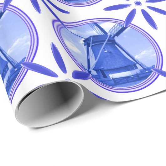 Nederlands Tiles Delftware Windmill Holland Cadeaupapier (Rol Hoek)