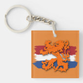 Nederlands Vlag Oranje Lion Team Holland Sleutelhanger (Voorkant)