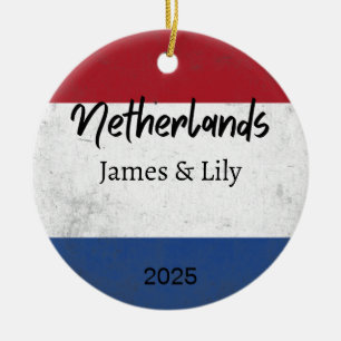 Nederlands Vlag Ornament, gepersonaliseerd Nederla Keramisch Ornament