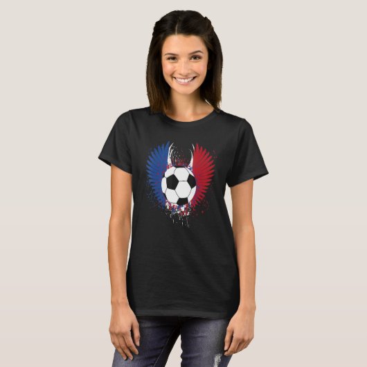 Nederlands Vlag Voetbal Football Wings T-shirt (Voorkant volledig)