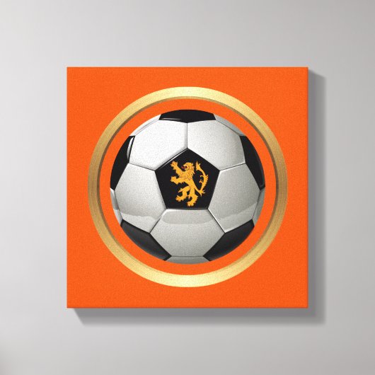 Nederlands Voetbal, Nederlands lion op Sinaasappel Canvas Afdruk (Voorkant)
