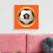 Nederlands Voetbal, Nederlands lion op Sinaasappel Canvas Afdruk (Insitu (Woonkamer))