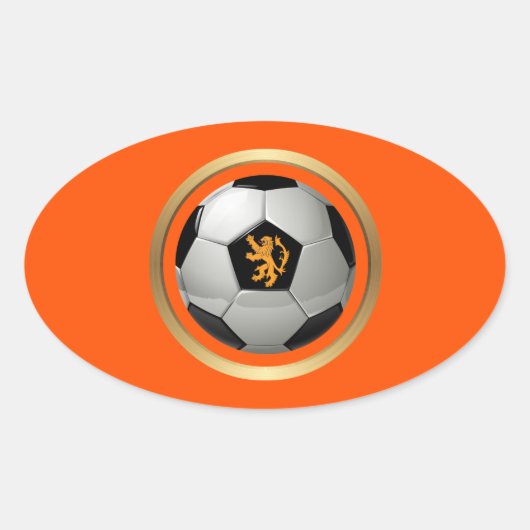 Nederlands Voetbal, Nederlands lion op Sinaasappel Ovale Sticker (Voorkant)
