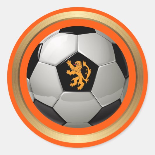 Nederlands Voetbal, Nederlands lion op Sinaasappel Ronde Sticker (Voorkant)