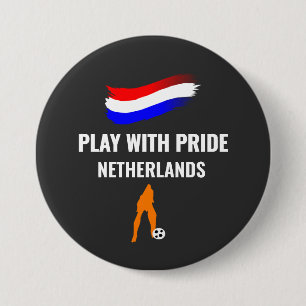 Nederlands Voetbal Trots 2026 T-shirt Ronde Button 7,6 Cm