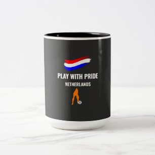 Nederlands Voetbal Trots 2026 T-shirt Tweekleurige Koffiemok
