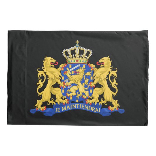 Nederlands wapen op zwart pct kussensloop (Achterkant)