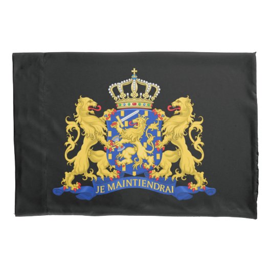 Nederlands wapen op zwart pct kussensloop (Voorkant)