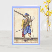 Nederlandse 17e-eeuwse soldaat - Wenskaart Kaart (Gele Bloem)