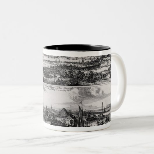 Nederlandse aanval op de Medway Tweekleurige Koffiemok (Voorkant rechts)