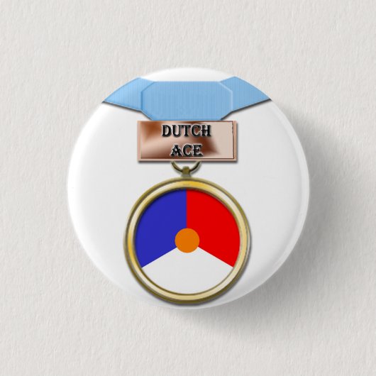 Nederlandse Ace-medaille Ronde Button 3,2 Cm (Voorkant)