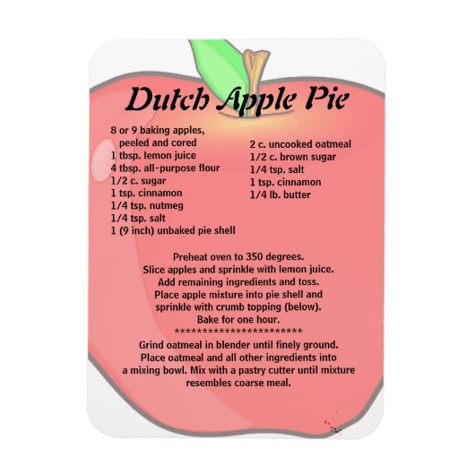 Nederlandse Apple Pie Recipe Magneet (Verticaal)