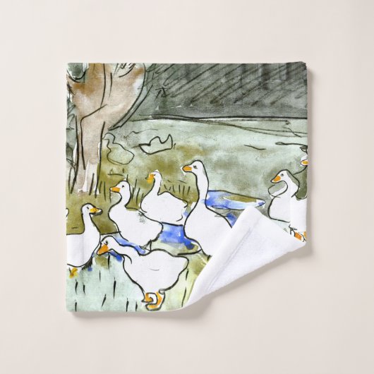 Nederlandse Art Nouveau Eenden en Ganzen Bad Handdoek (Wasdoekje)