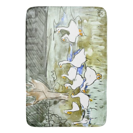 Nederlandse Art Nouveau Eenden en Ganzen Badmat (Voorkant Verticaal)