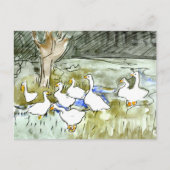 Nederlandse Art Nouveau Eenden en Ganzen Briefkaart (Voorkant)