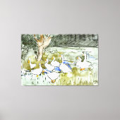 Nederlandse Art Nouveau Eenden en Ganzen Canvas Afdruk (Voorkant)